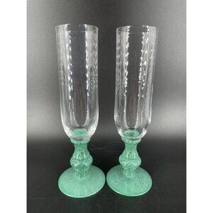Villeroy & Boch ISABELLE Jade Green Set 2 Champagne Flutes